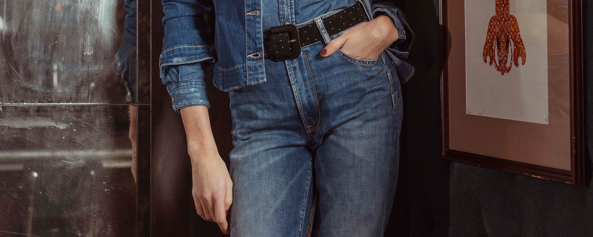 Le Standard, waist high straight women Cerises jeans women : straight Regular, - Temps des jeans