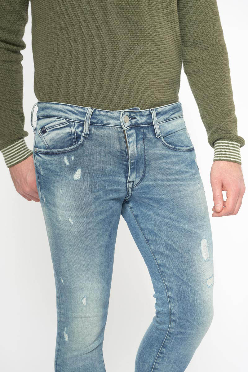 Jeans power skinny 7/8ème destroy vintage bleu N°4