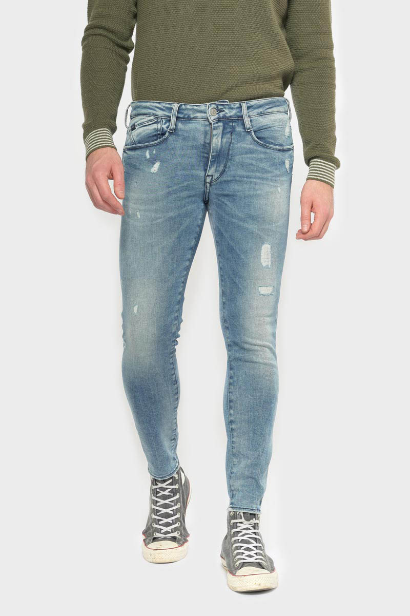 Jeans power skinny 7/8ème destroy vintage bleu N°4