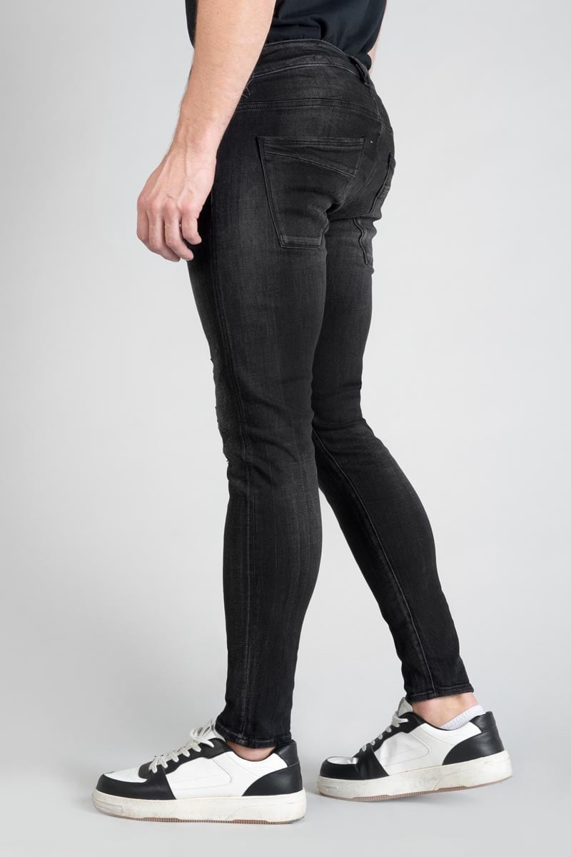 Jeans power skinny 7/8ème destroy noir N°1