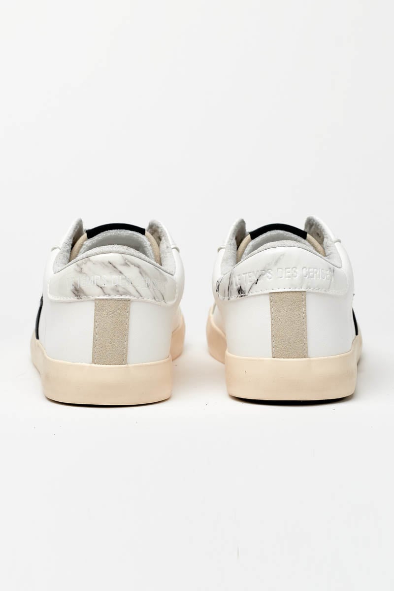 White Soho sneakers with black lightning flash