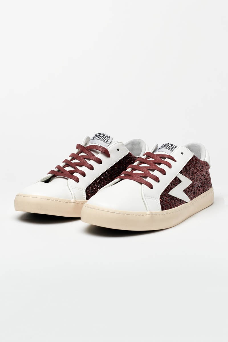 White Soho sneakers with burgundy sequins