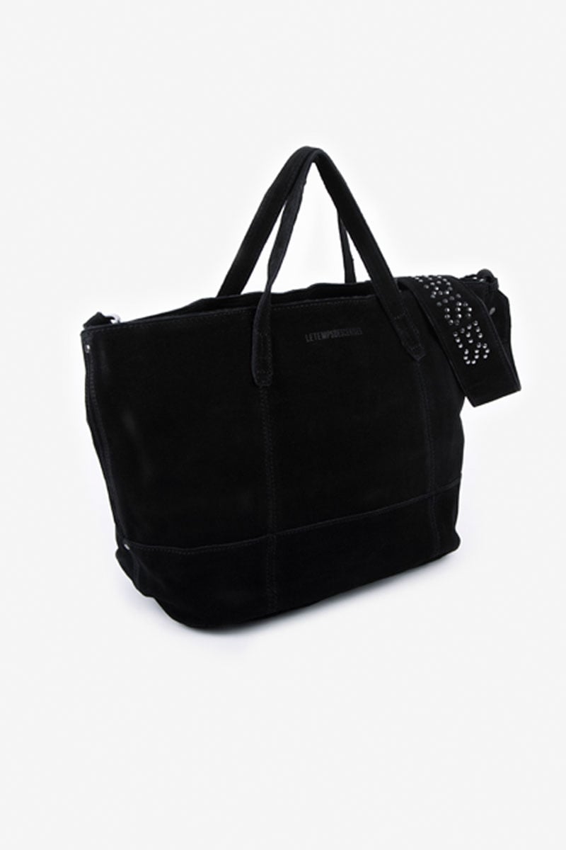 Sac Astier en cuir suède noir