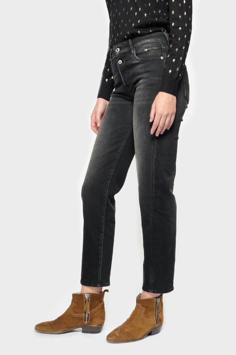 Jeans 400/18 mom Basic taille haute 7/8ème noir N°1