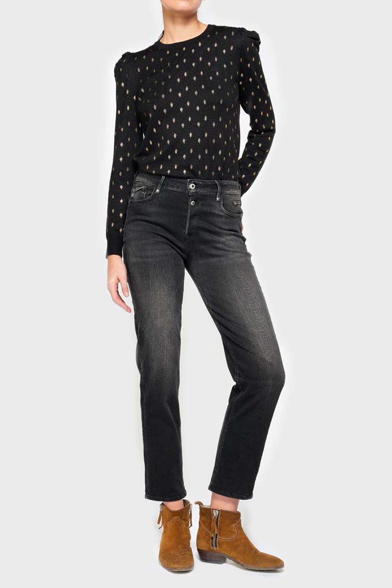 Jeans 400/18 mom Basic taille haute 7/8ème noir N°1