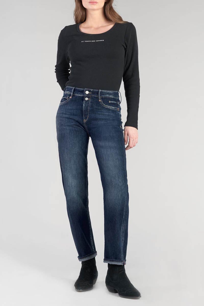 Jeans 400/18 mom Basic taille haute 7/8ème bleu N°1