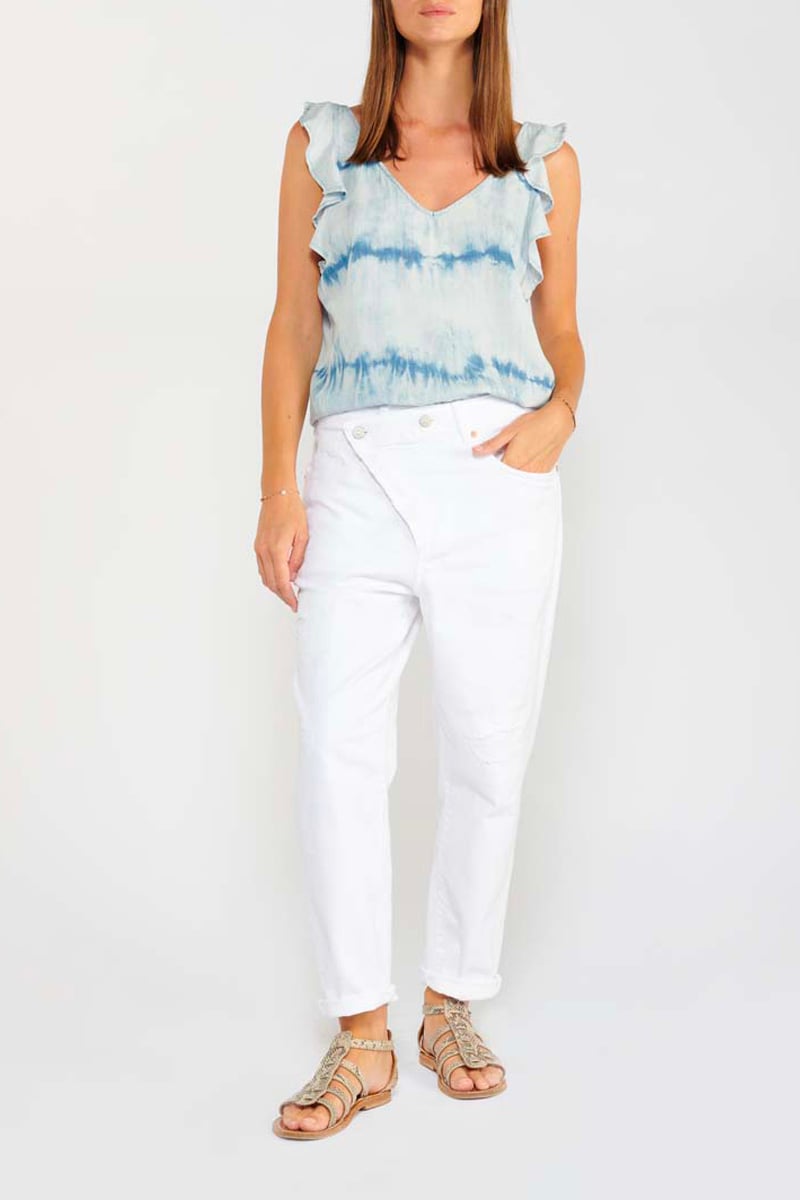 Blue tie-dye Papas top