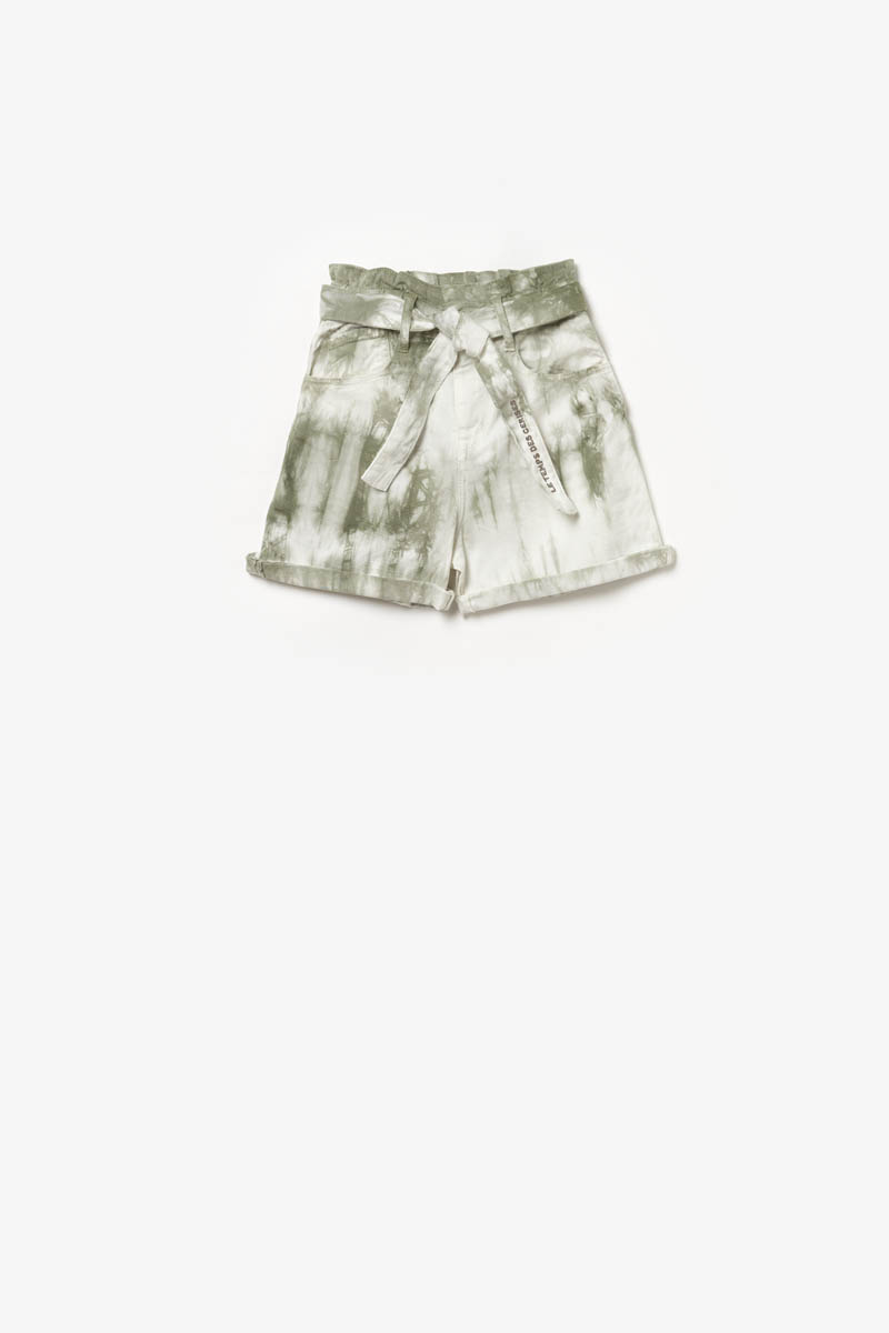 Khaki tie-dye Thyla high-waisted shorts