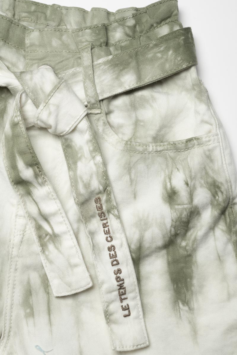 Khaki tie-dye Thyla high-waisted shorts