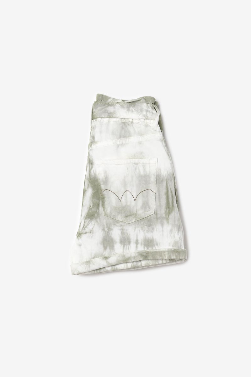 Khaki tie-dye Thyla high-waisted shorts