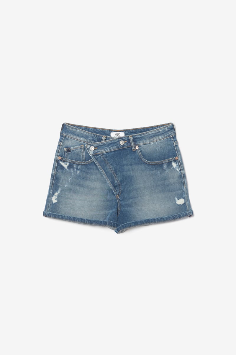 Blue denim Mosta shorts with asymmetric fastening