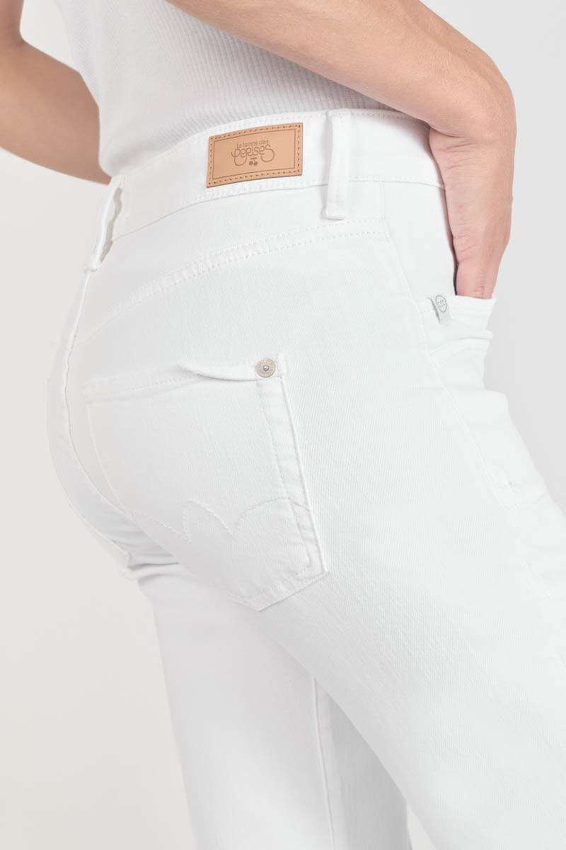 Jeans Pricilia taille haute 7/8ème destroy blanc 
