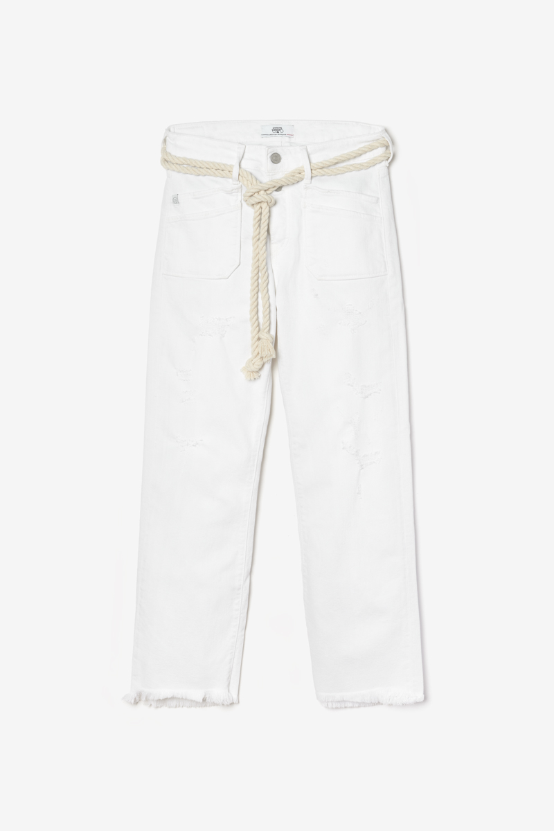 Jeans Pricilia taille haute 7/8ème destroy blanc 