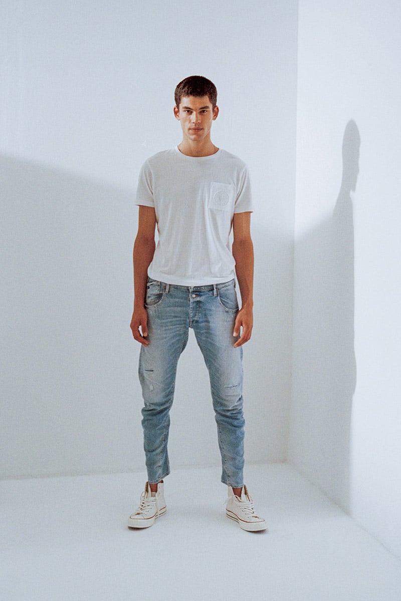 Jeans 900/03 tapered arqué Alost destroy bleu N°5