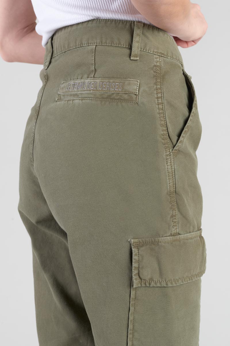 Pantalon Cosy Army kaki foncé à fermeture asymétrique