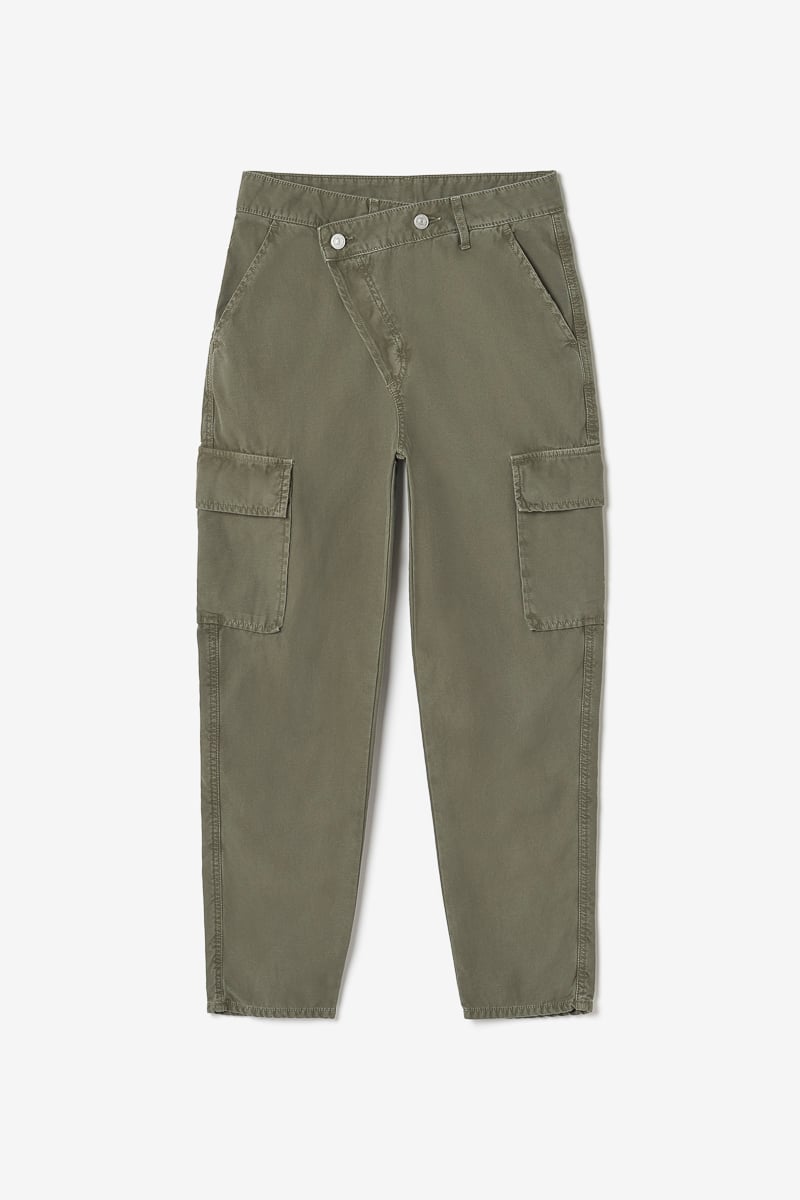 Pantalon Cosy Army kaki à fermeture asymétrique