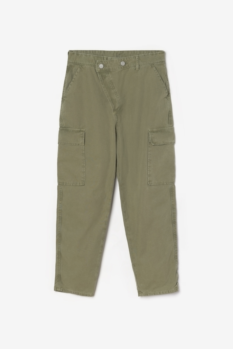 Pantalon Cosy Army kaki à fermeture asymétrique