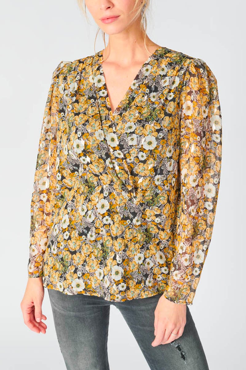 Ochre floral Latin blouse