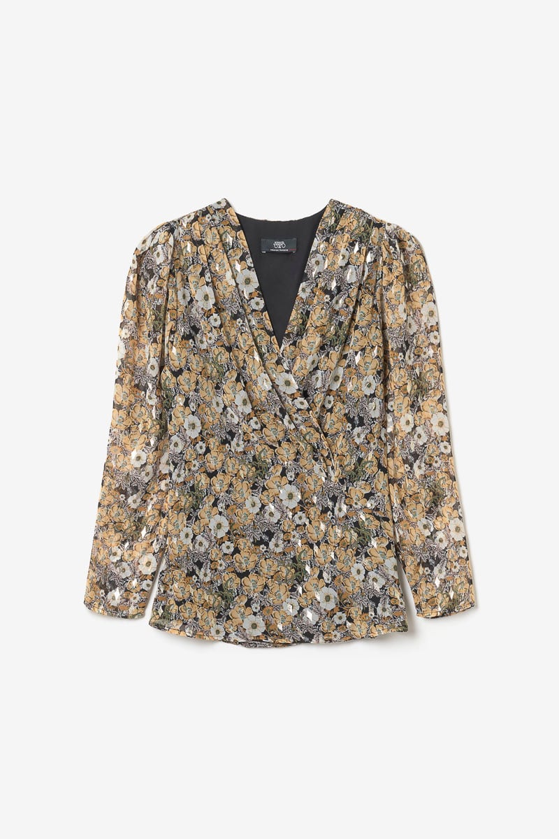 Ochre floral Latin blouse