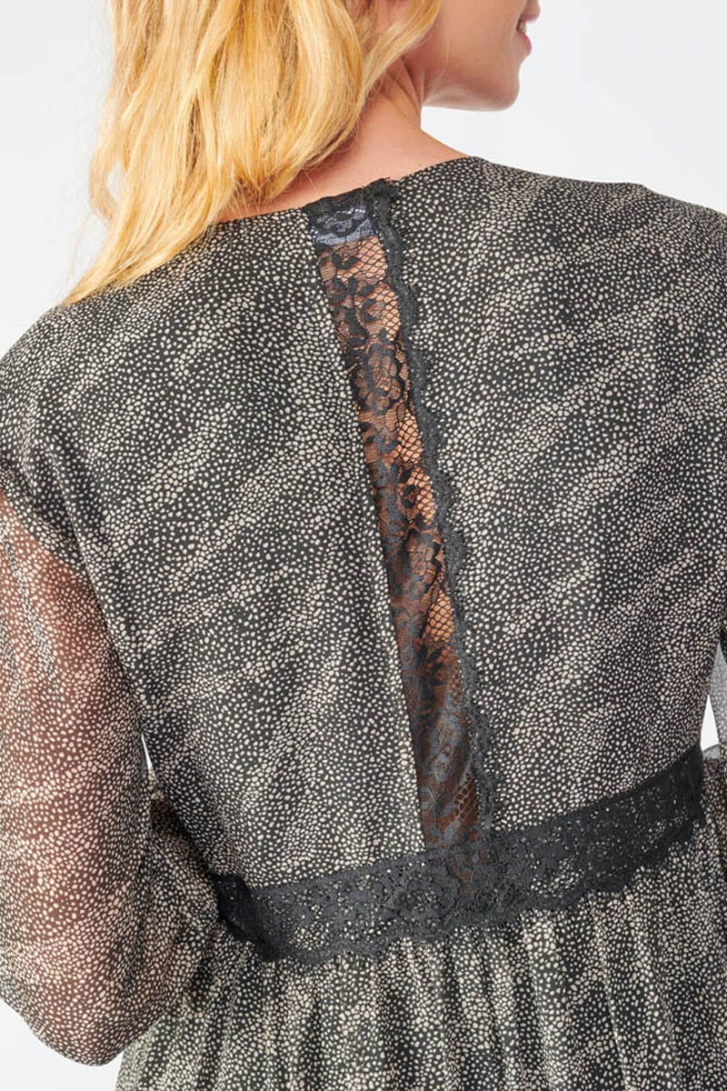 Black Rena dress with animal print