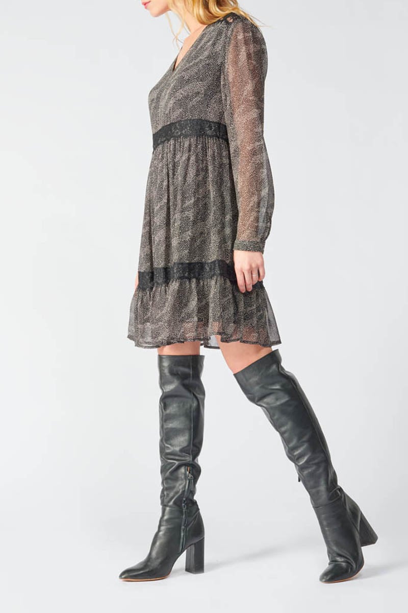 Black Rena dress with animal print