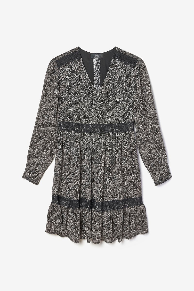 Black Rena dress with animal print