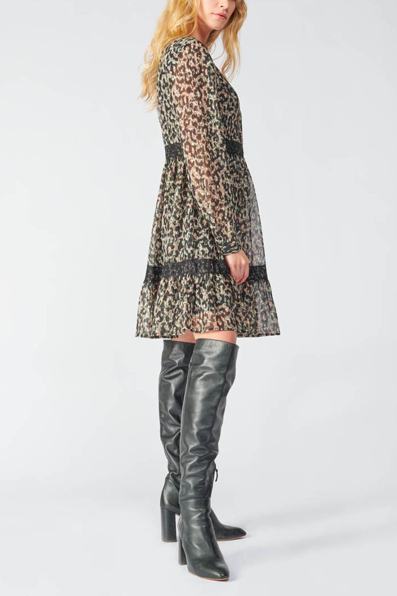 Khaki and black leopard print Reve dress