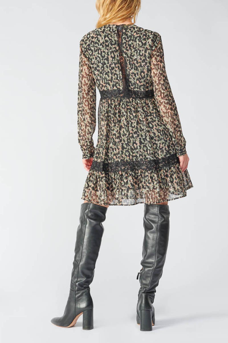 Khaki and black leopard print Reve dress