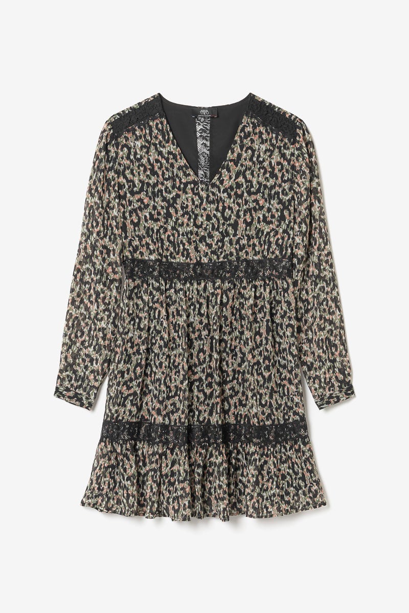 Khaki and black leopard print Reve dress