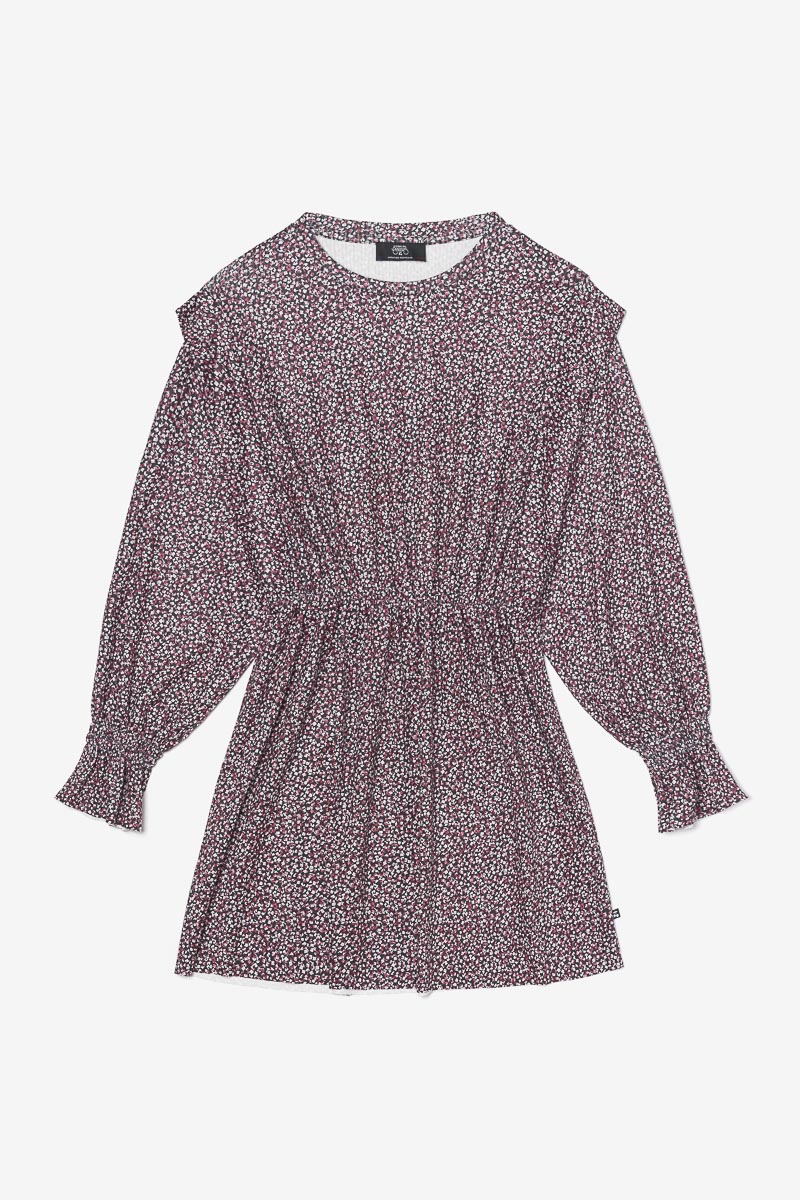 Robe Algagi noire à motif fleuri rose