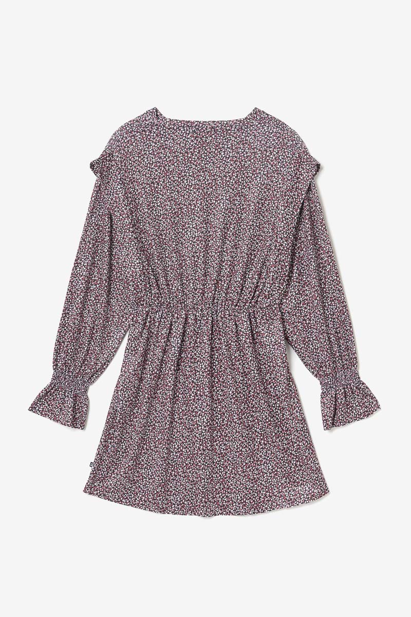 Robe Algagi noire à motif fleuri rose