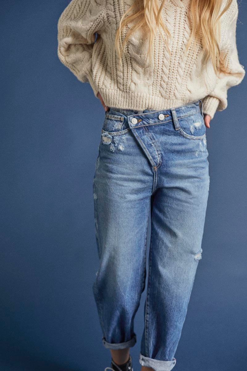 Jeans boyfit Cosa 7/8th destroy vintage blue N°4