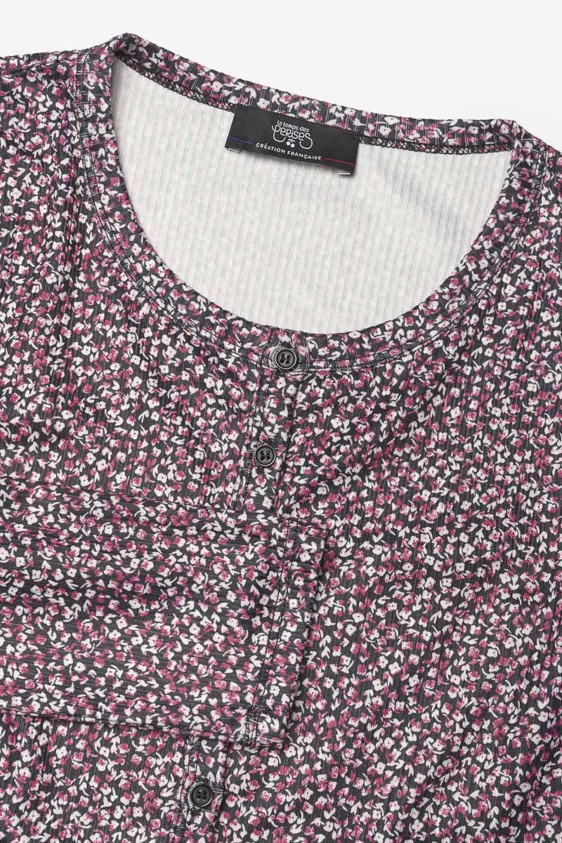 Black Uppergi cardigan with pink floral pattern