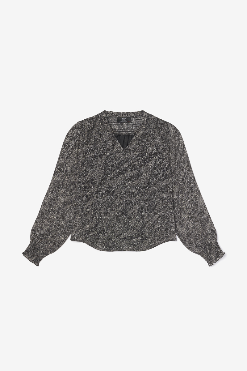 Blouse Winnygi noire à motif animalier