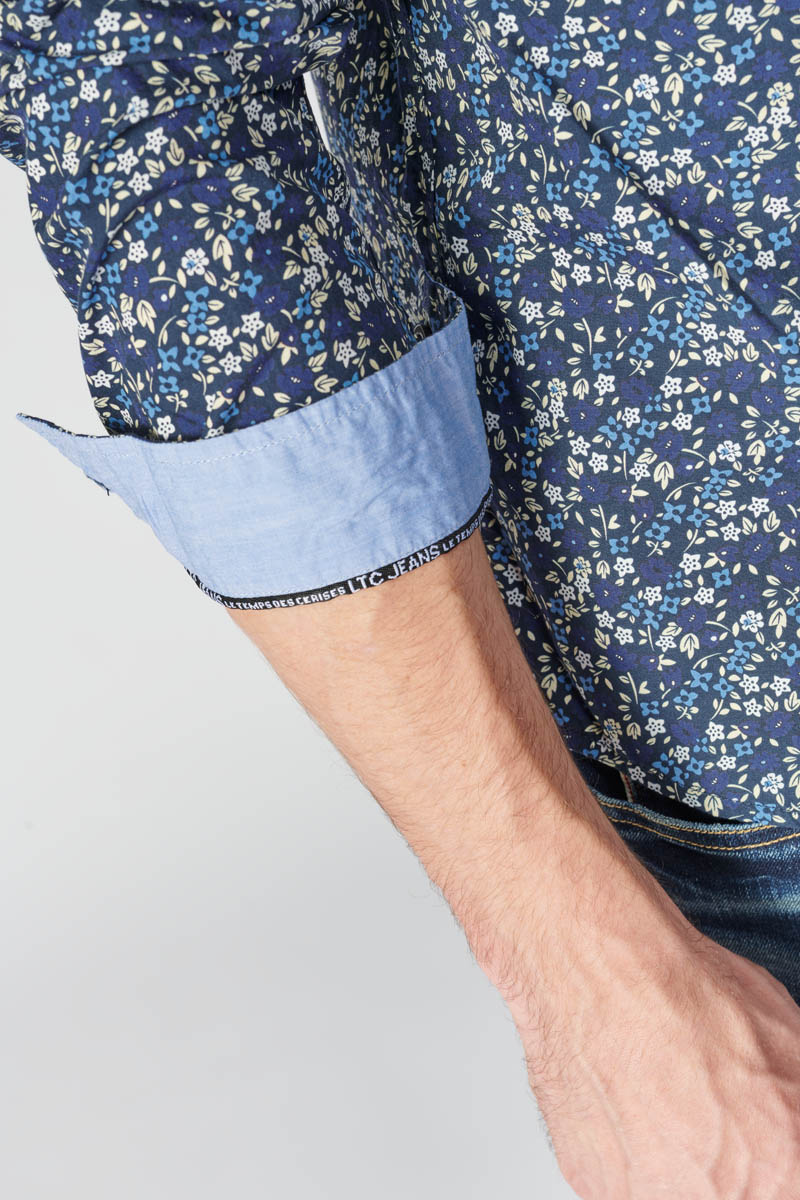 Chemise Paster bleu marine à motif fleuri