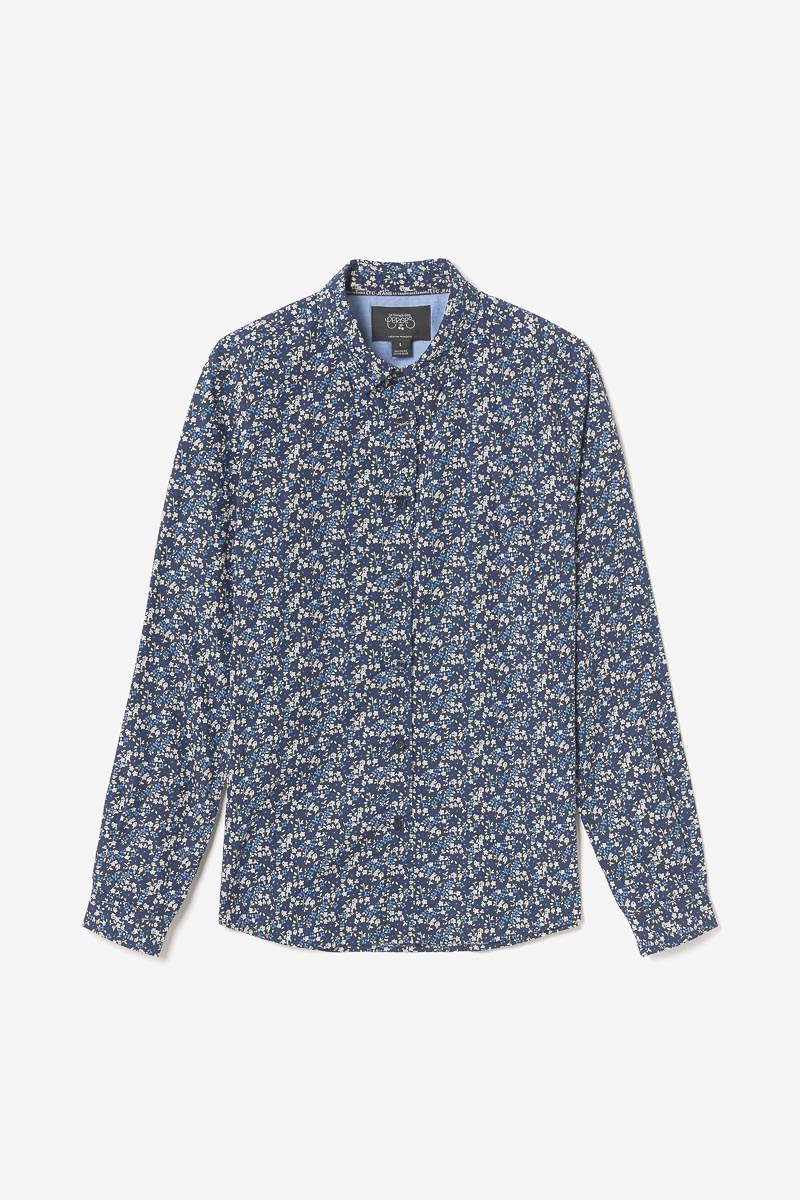Chemise Paster bleu marine à motif fleuri