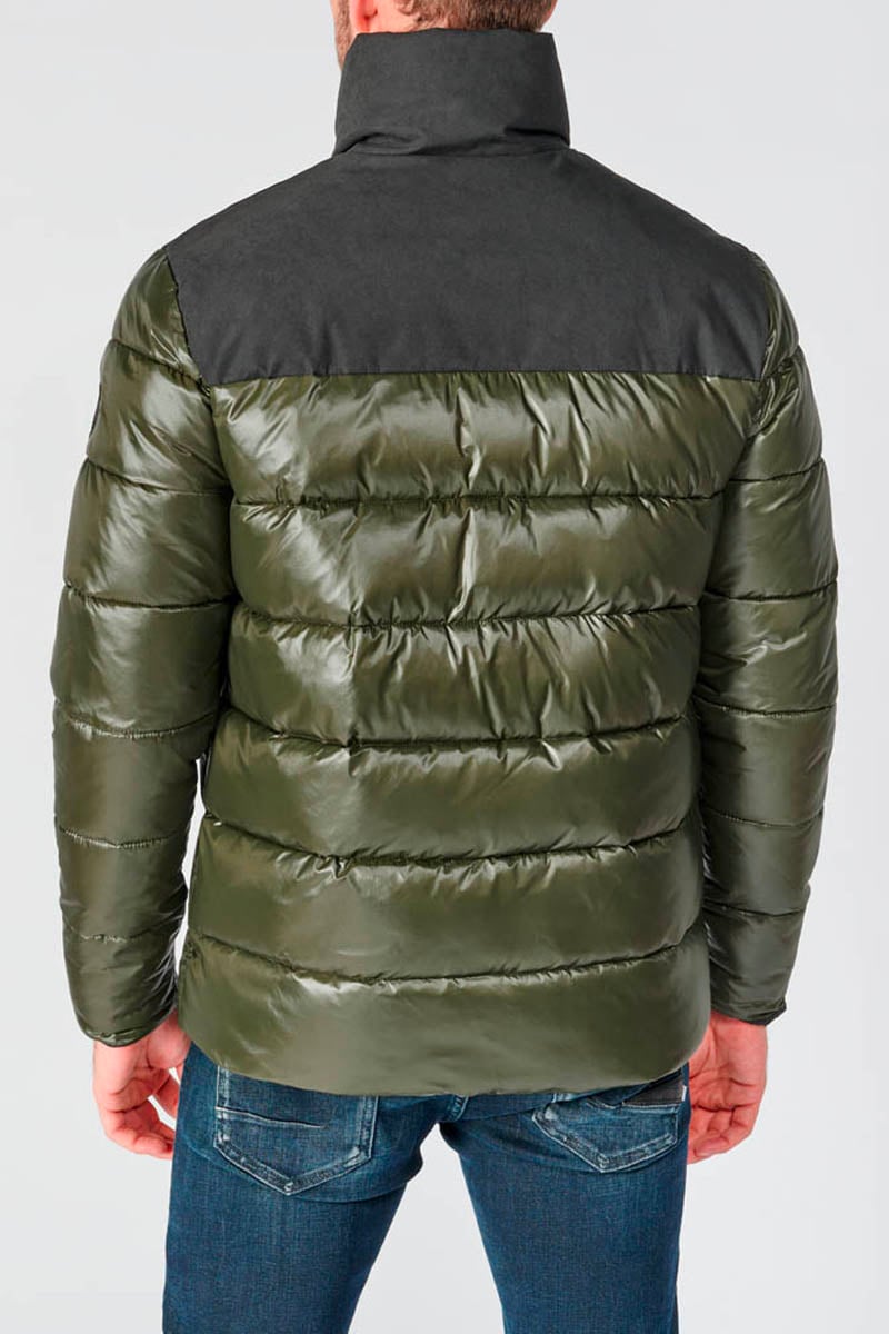 Khaki and black Ventur dual material down jacket