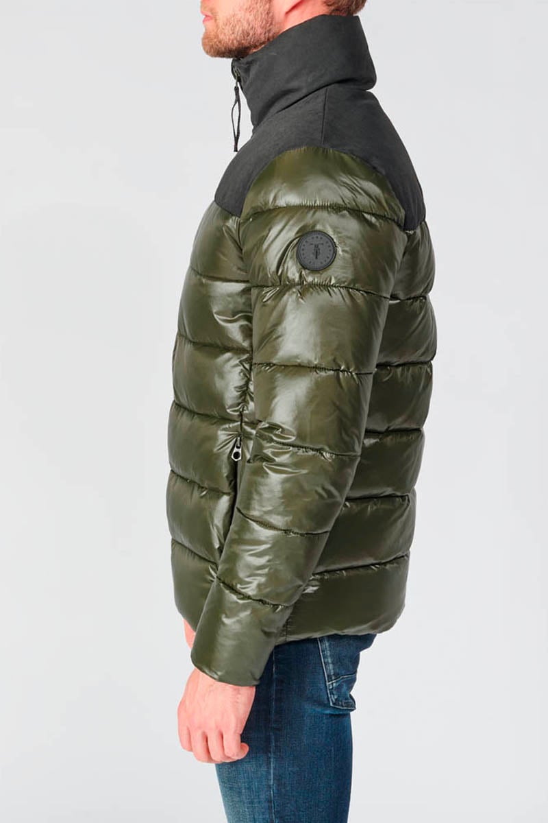 Khaki and black Ventur dual material down jacket