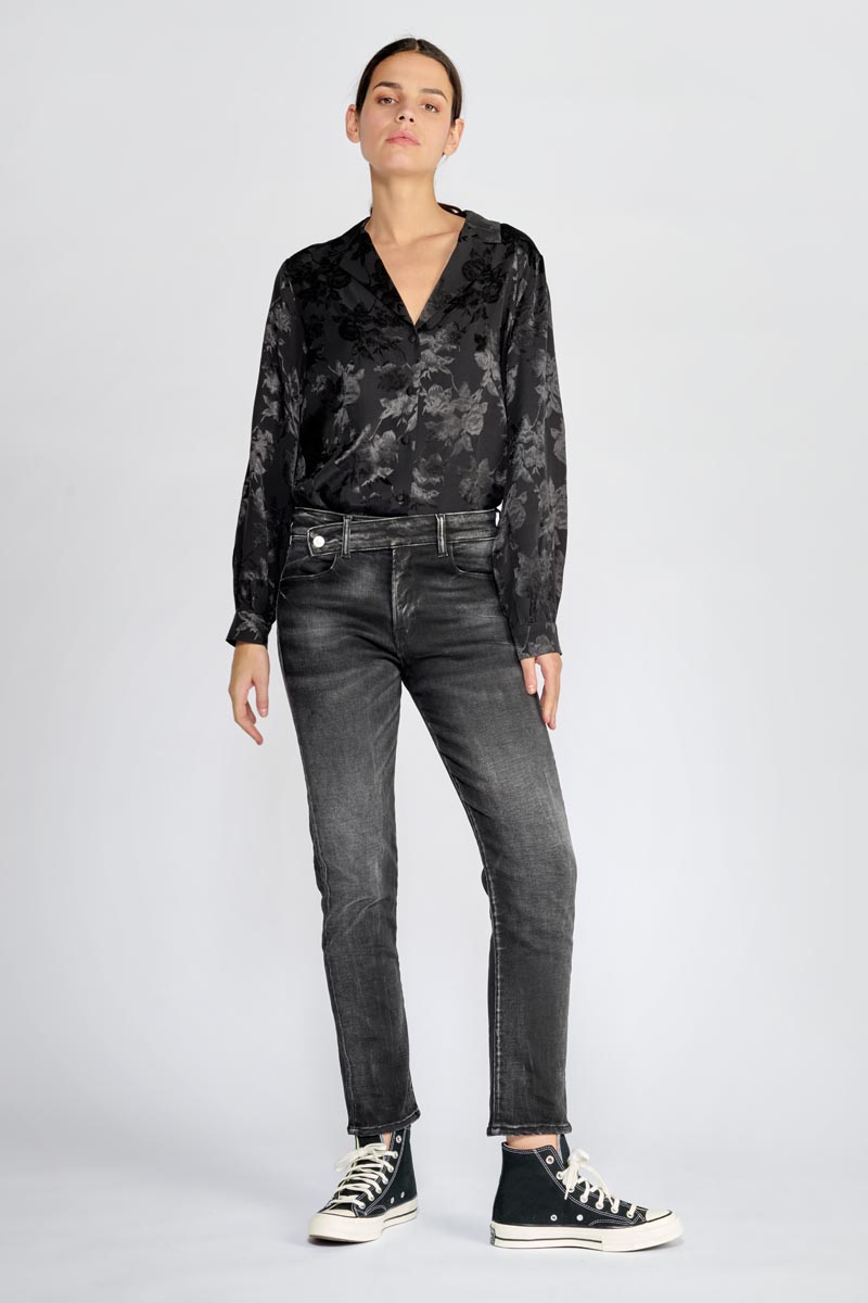 Jeans 400/17 mom Basic taille haute 7/8ème noir N°1