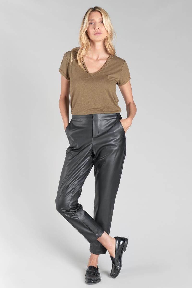 Pantalon Mineta en simili cuir noir