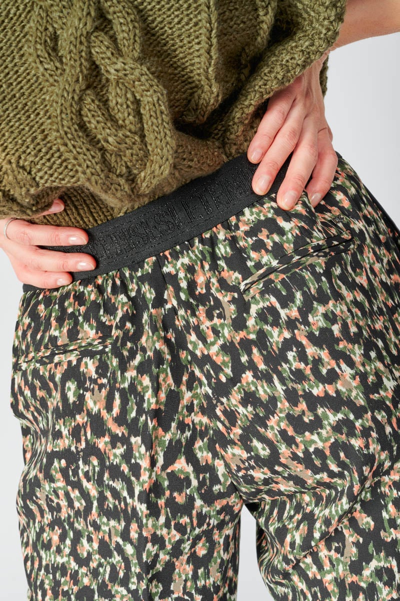 Khaki leopard print Way trousers