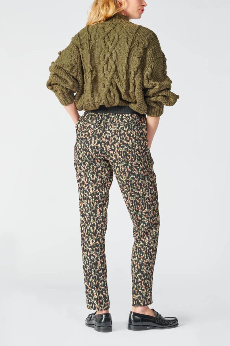 Khaki leopard print Way trousers