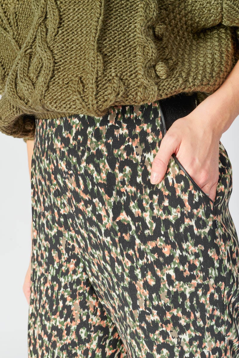 Khaki leopard print Way trousers