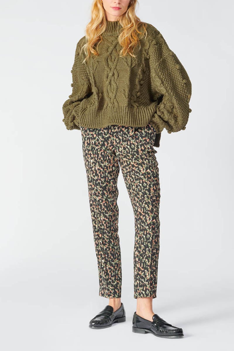Khaki leopard print Way trousers