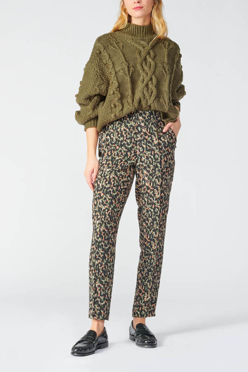 Khaki leopard print Way trousers