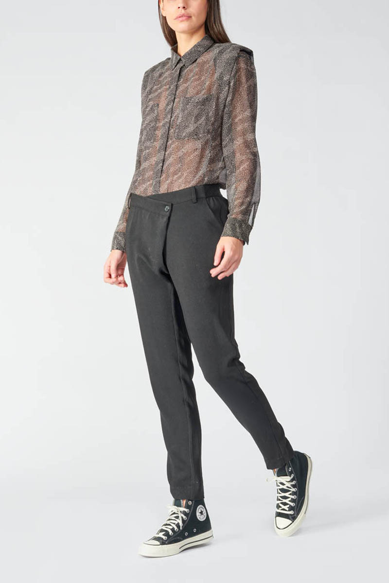 Pantalon Zefira noir à fermeture asymétrique