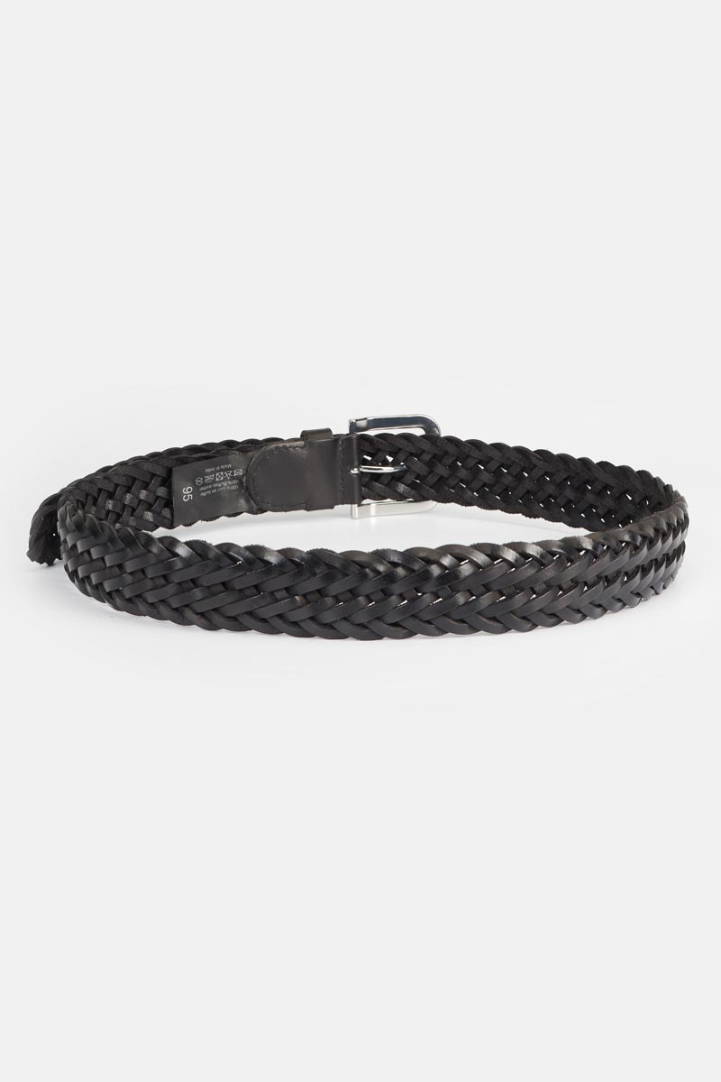 Ceinture Brazol en cuir noir tressé