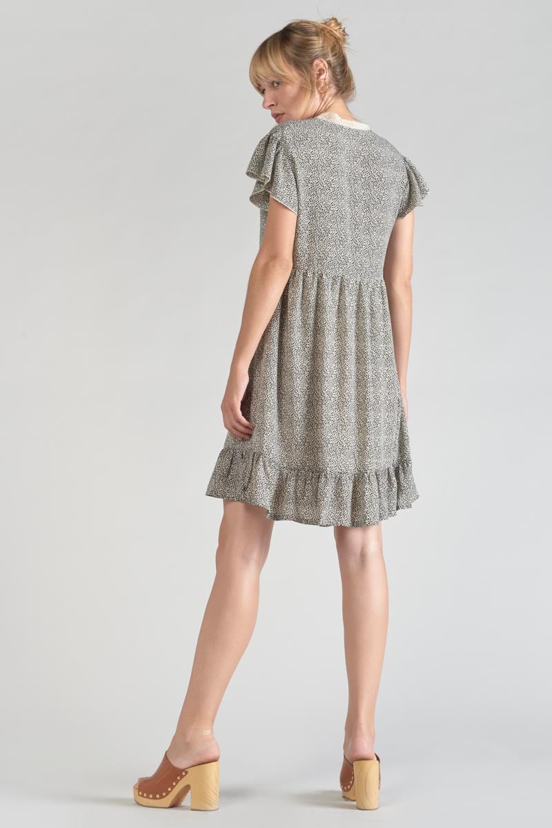 Beige and black print Aliette dress