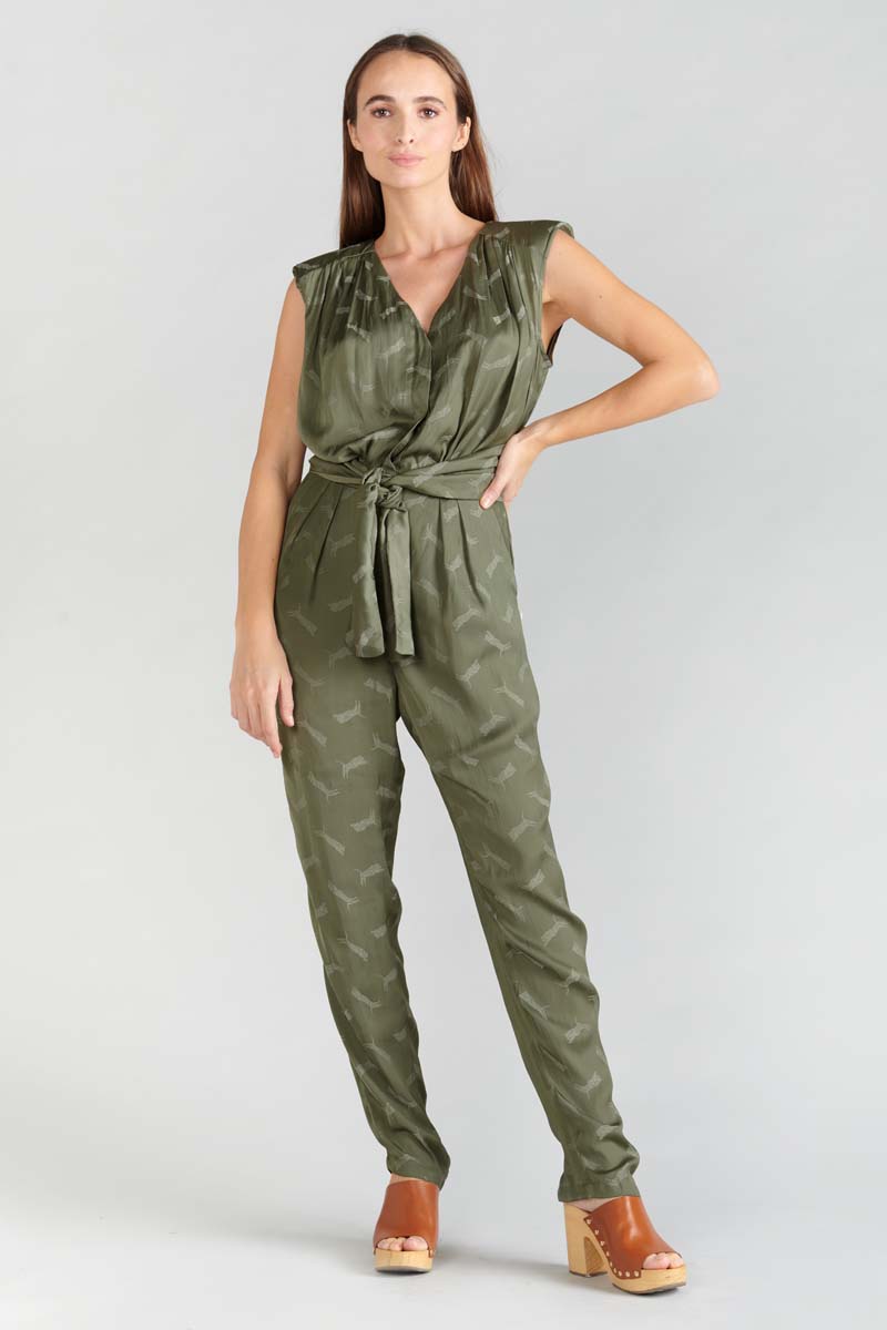 Khaki jacquard Arte jumpsuit