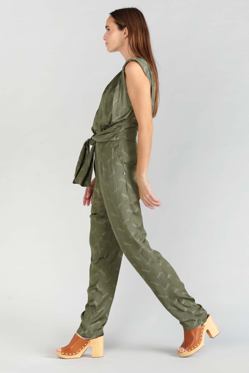 Khaki jacquard Arte jumpsuit